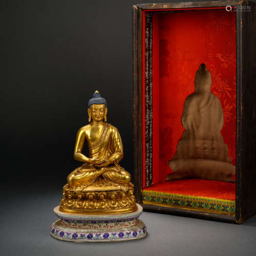 清 銅鎏金釋迦牟尼佛造像
