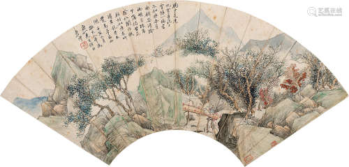 1807～1847 刘彦冲 1842年作 深山探幽 设色纸本 扇面