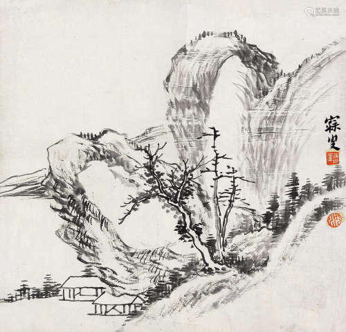 1850～1922 沈曾植  松崖幽居 水墨纸本 镜片