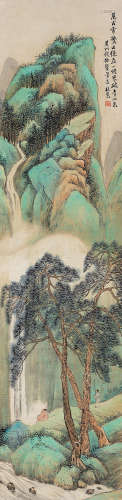 1848～1903 吴榖祥 观瀑图 设色纸本 屏轴