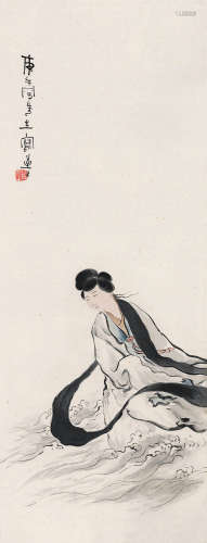 1885～1959 吕凤子 1930年作 仕女 设色纸本 立轴