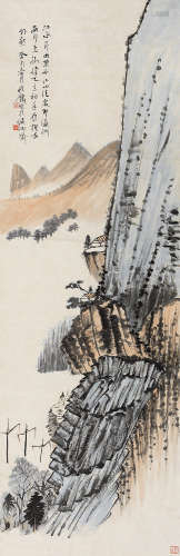 1897～1967 钱瘦铁 1933年作 高崖幽居 水墨纸本 立轴