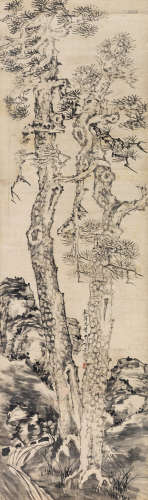 1686～1762 李鱓 1744年作 松石图 水墨纸本 立轴