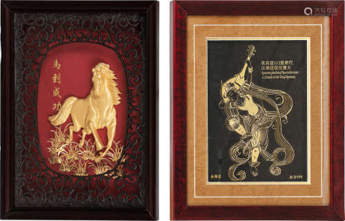 “中国黄金、金雕画”纪念礼盒两件一组