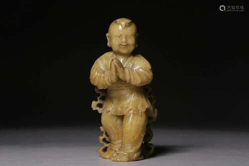 CHINESE SHOUSHAN STONE FIGURE OF BOY