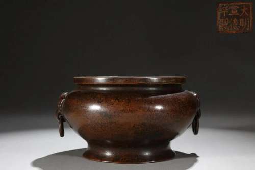 CHINESE BRONZE CENSER, 'MING XUANDE' MARK