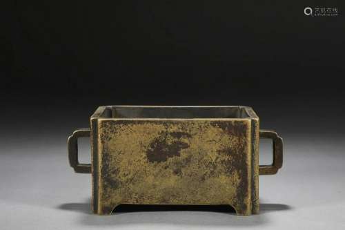 CHINESE BRONZE RUYI-HANDLED CENSER, 'CHONGZHEN' MARK