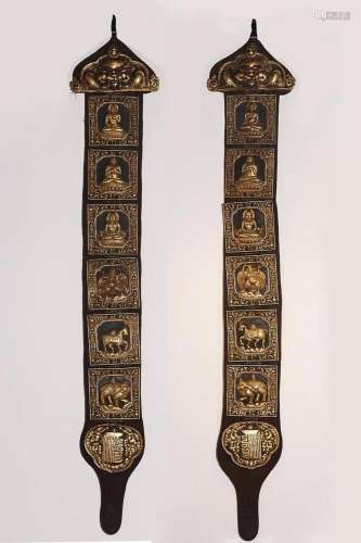 TWO CHINESE GILT-BRONZE PLAQUES DEPICTING 'BUDDHA'