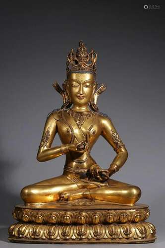 CHINESE GILT-BRONZE FIGURE OF VAJRA