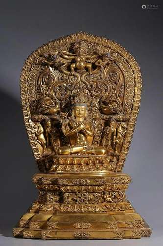 CHINESE GILT-BRONZE FIGURE OF VAJRA