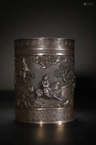 CHINESE SILVER JAR DEPICTING 'FIGURE STORY'