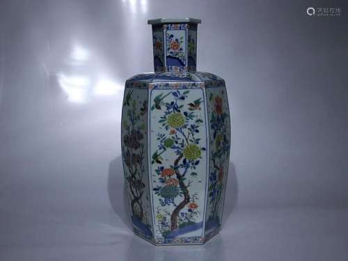 CHINESE BLUE-AND-WHITE AND FAMILLE-VERTE VASE DEPICTING '...