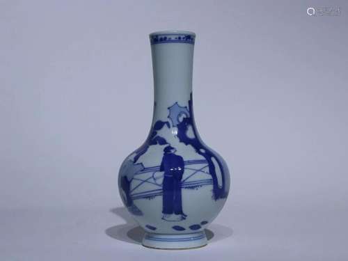 CHINESE BLUE-AND-WHITE VASE DEPICTING 'FIGURE STORY'
