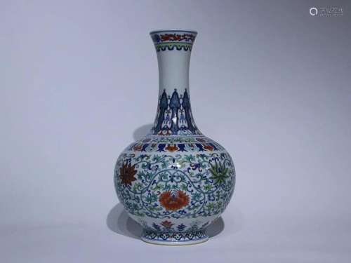 CHINESE DOUCAI VASE DEPICTING 'SCROLL', 'QING QI...