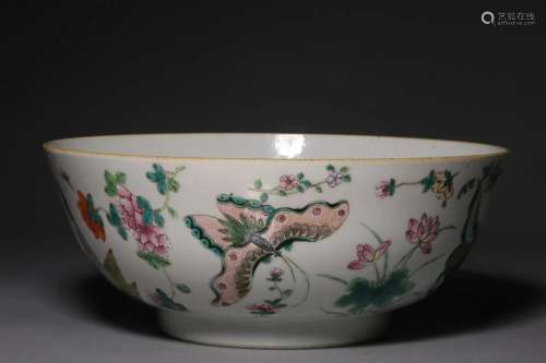 CHINESE FAMILLE-ROSE BOWL DEPICTING 'BUTTERFLY AND FLOWE...