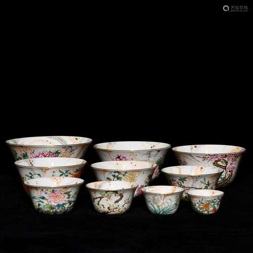 CHINESE STONE-GRAIN AND FAMILLE-ROSE BOWL DEPICTING 'FLO...