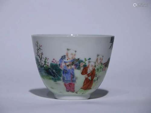 CHINESE FAMILLE-ROSE CUP DEPICTING 'FIGURE STORY', &...