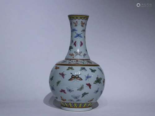 CHINESE FAMILLE-ROSE VASE DEPICTING 'HUNDRED BUTTERFLY&#...