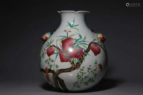 CHINESE FAMILLE-ROSE POMEGRANATE-FORM ZUN VASE DEPICTING ...