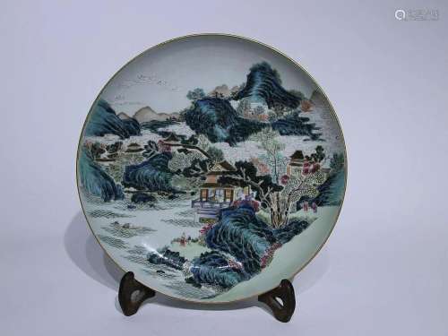 CHINESE FAMILLE-ROSE CHARGER DEPICTING 'LANDSCAPE',&...