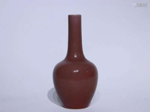 CHINESE COPPER-RED-GLAZED PEAR-FORM VASE, 'QING QIANLONG...