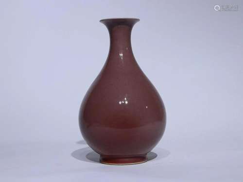CHINESE COPPER-RED-GLAZED PEAR-FORM VASE,' QING QIANLONG...