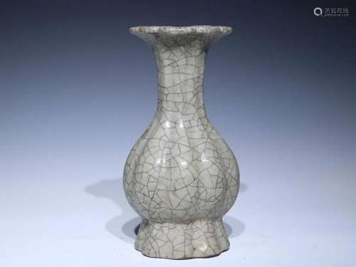CHINESE GLAZED FLUTED VASE WITH 'IRON-WIRE' AND '...