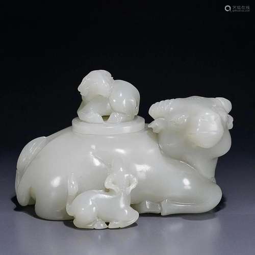 CHINESE HETIAN JADE OX-FORM WATER JAR