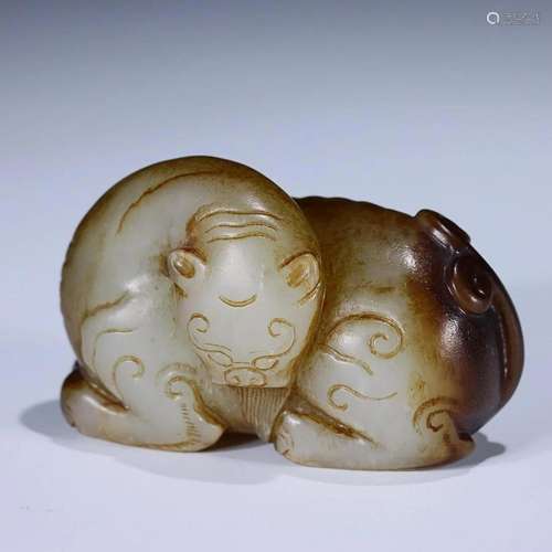 CHINESE HETIAN JADE AUSPICIOUS BEAST