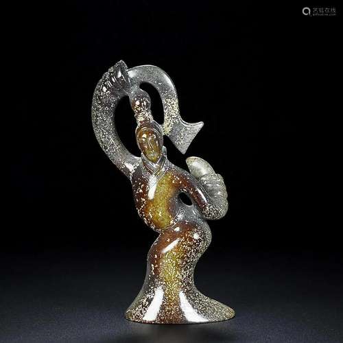 CHINESE HETIAN JADE FIGURE OF DANCER