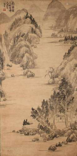 A Chinese Vivldly-detailed Nature-sceen Fortune Scroll