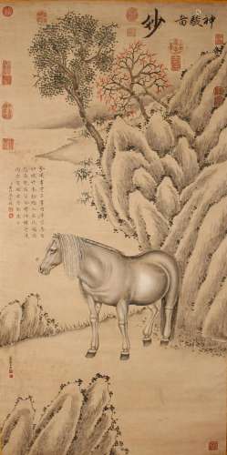 A Chinese Horse-portrait Vivldy-detailed Poetry-framing Fort...