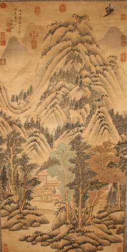 A Chinese Mountain-view Abstract-style Fortune Scroll