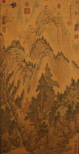 A Chinese Mountain-view Poetry-framing Fortune Scroll