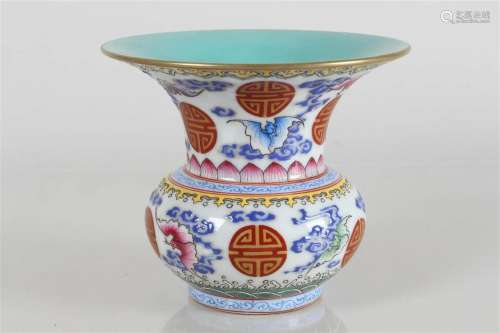 A Chinese Ancient-framing Bat-framing Porcelain Fortune Vase