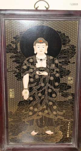 A Hardwood Chinese Bodhisattva Religious Massive Porcelain P...