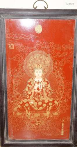 A Hardwood Chinese Bodhisattva Religious Massive Porcelain P...
