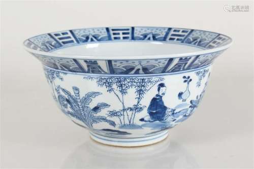 A Chinese Blue and White Story-telling Porcelain Fortune Bow...