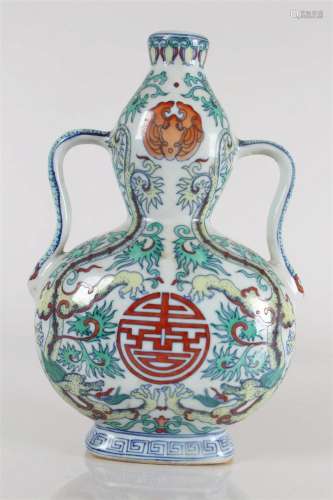 A Chinese Duo-handled Ancient-framing Fortune Porcelain Vase