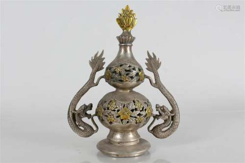 A Chinese Duo-handled Dragon-decorating Fortune Lidded Cense...