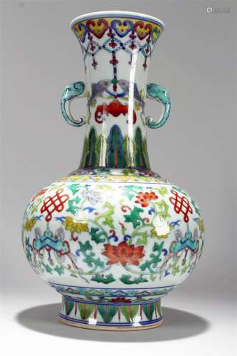 A Chinese Duo-handled Bat-framing Massive Porcelain Fortune ...