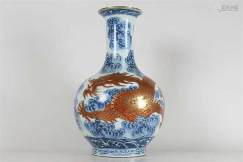 A Chinese Dragon-decorating Blue and White Massive Detailed ...