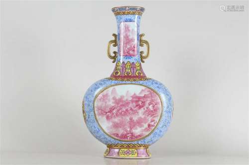 A Chinese Ancient-framing Landscaping Duo-handled Porcelain ...