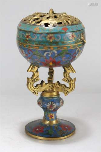 A Chinese Circular Ancient-framing Cloisonne Fortune Censer