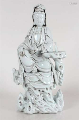 A Chinese De Blac Massive Porcelain Fortune Guanyin Statue