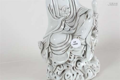 A Chinese De Blac Massive Porcelain Fortune Guanyin Statue