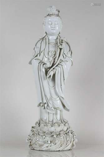 A Chinese Massive Religious De Blac Porcelain Fortune Statue