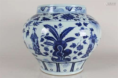 A Chinese Story-telling Blue and White Porcelain Fortune Vas...