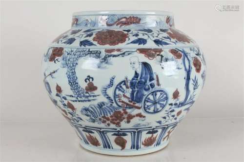 A Chinese Story-telling Circular Porcelain Fortune Vase