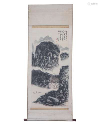 A CHINESE PAINTING OF MOUNTAINS LANDSCAPE